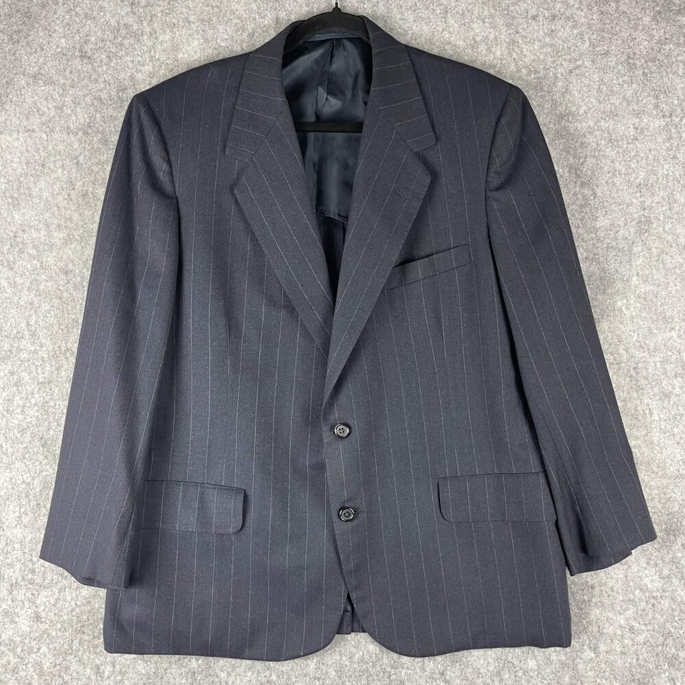 Vintage Oxxford Wool Blazer Sport‎ Coat Men 43S Blue Striped Super 100s Neiman